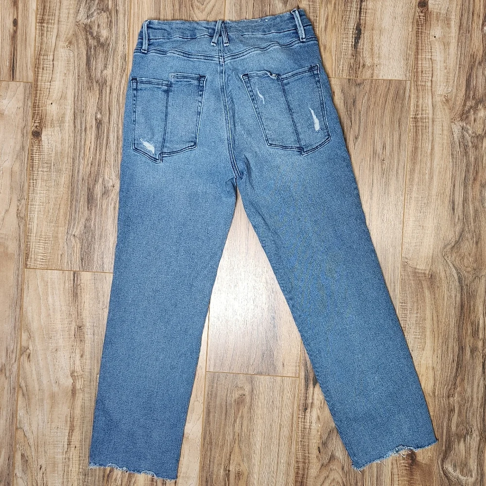 Good American Distressed Raw Hem Jeans 10